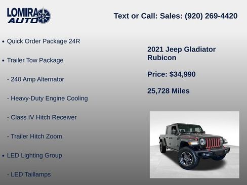 Used 2021 Jeep Gladiator Rubicon w/ Dual Top Group AWD/4WD image 8