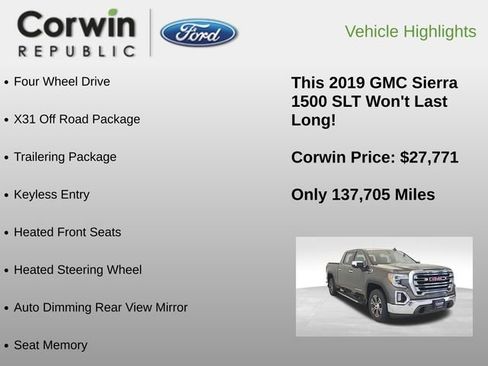 Used 2019 GMC Sierra 1500 SLT w/ X31 Off-Road Package AWD/4WD image 6