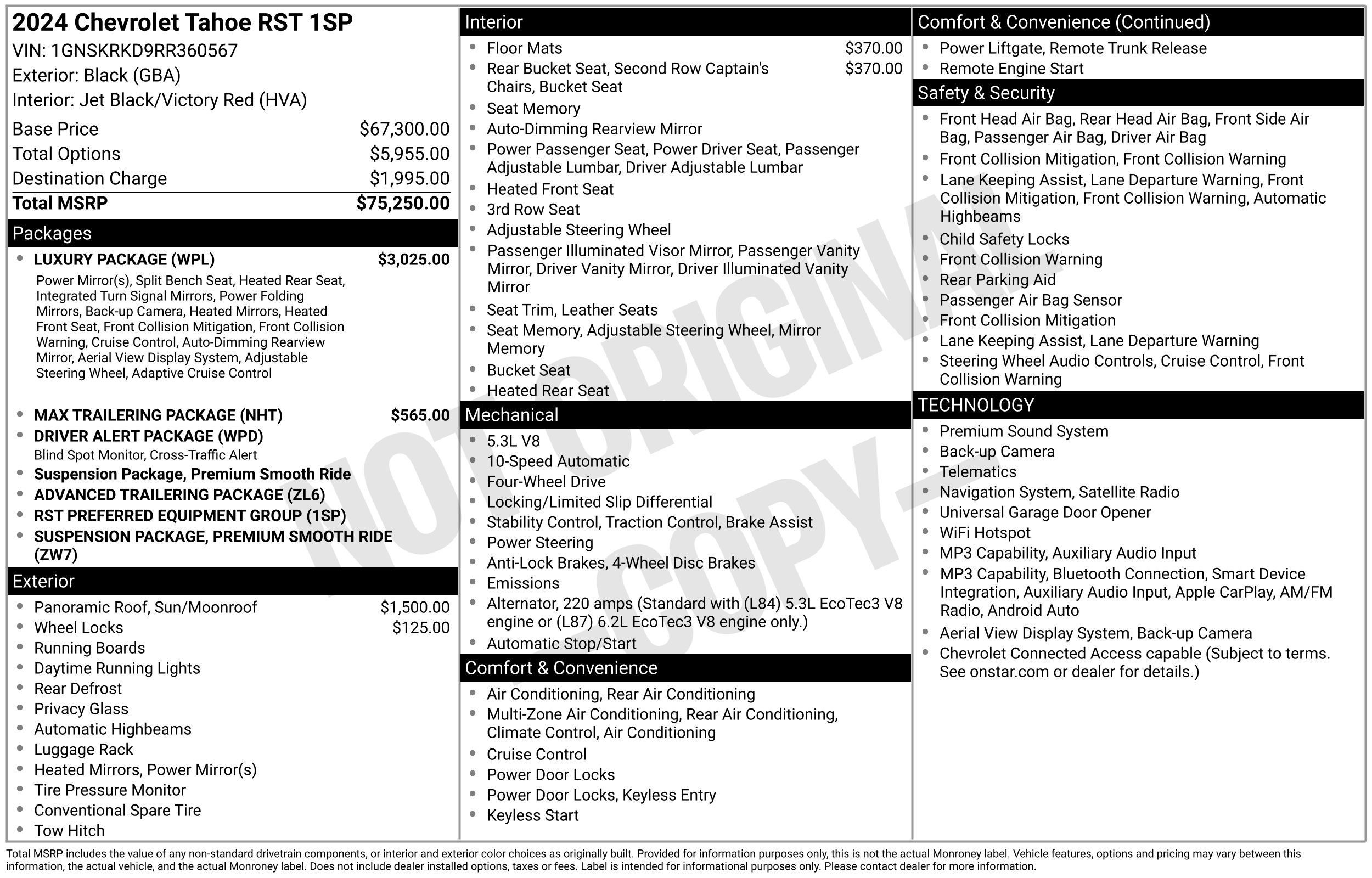 Used 2024 Chevrolet Tahoe RST w/ Luxury Package AWD/4WD image 2