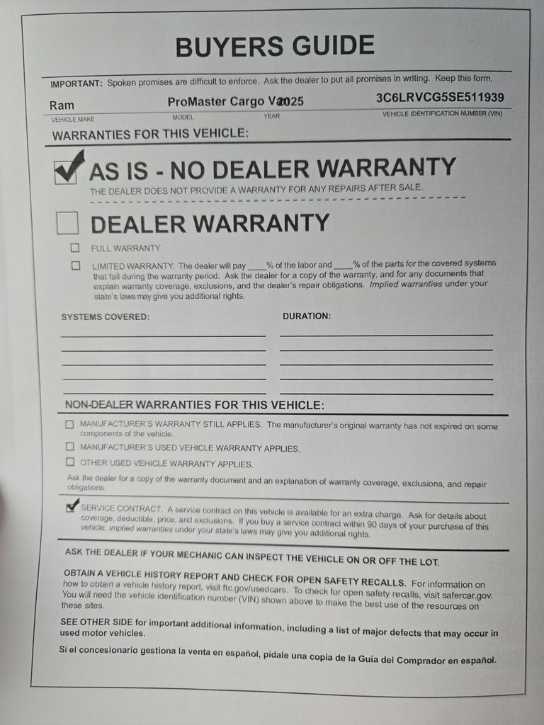 Used 2025 RAM ProMaster 2500 w/ Convenience Group FWD image 33