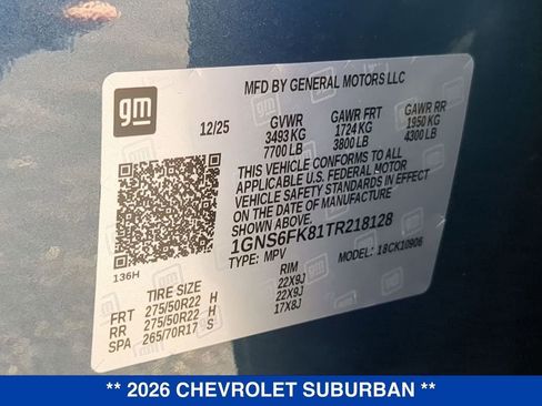 New 2026 Chevrolet Suburban Premier w/ Sun And Tow Package AWD/4WD image 27