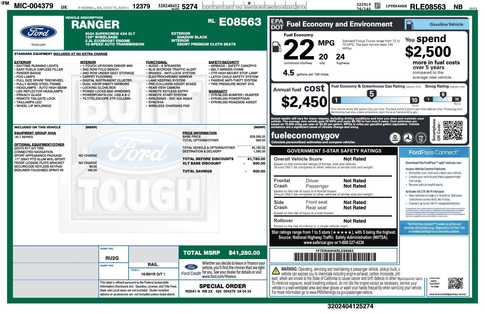 Certified 2024 Ford Ranger XLT AWD/4WD image 3