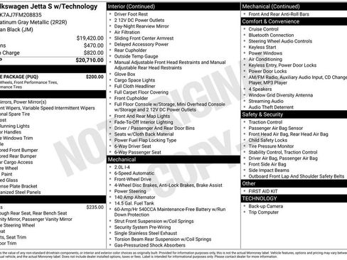 Used 2015 Volkswagen Jetta S w/ Welcome Package image 2