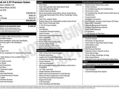 Used 2016 Audi A4 2.0T Premium w/ Convenience Plus Package image 1