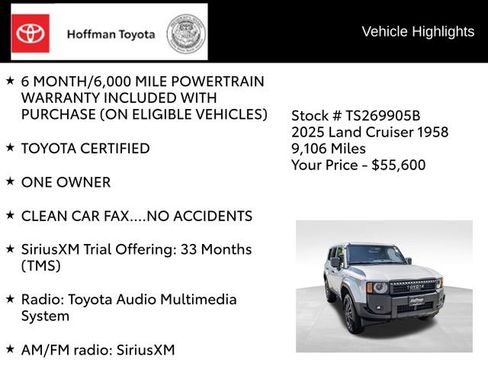 Certified 2025 Toyota Land Cruiser 1958 AWD/4WD image 8