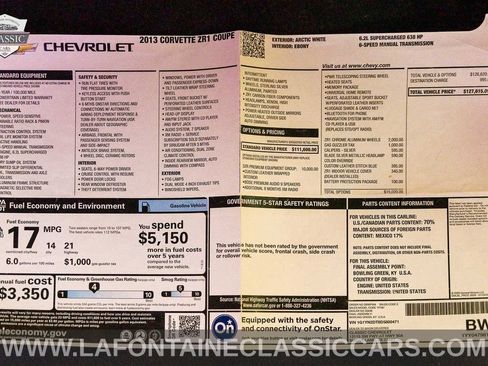 Used 2013 Chevrolet Corvette ZR1 w/ 3ZR Preferred Equipment Group RWD image 6