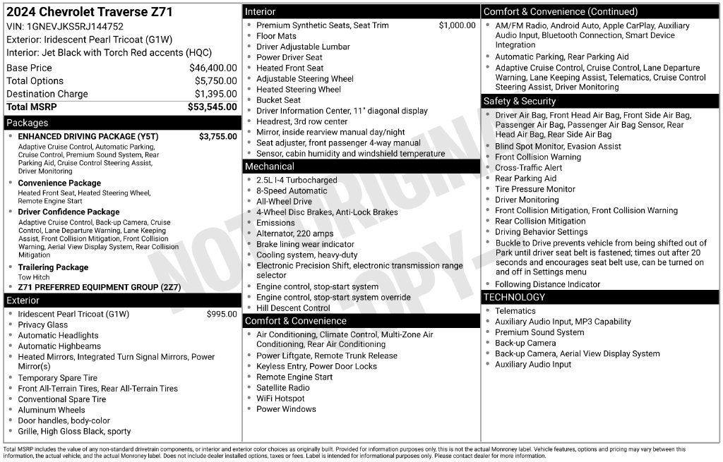 Used 2024 Chevrolet Traverse Z71 w/ Enhanced Driving Package AWD/4WD image 21