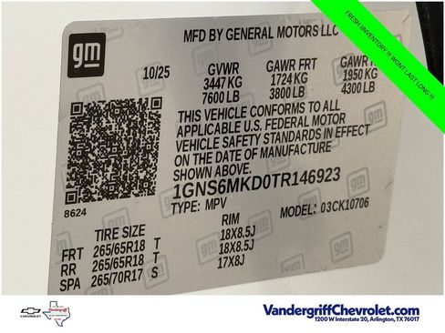 New 2026 Chevrolet Tahoe LS AWD/4WD image 25