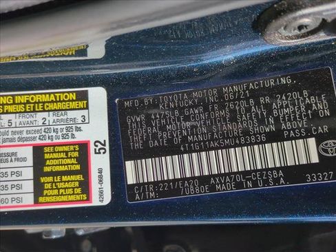 Certified 2021 Toyota Camry SE w/ Carpet Mat Package (TMS) FWD image 15