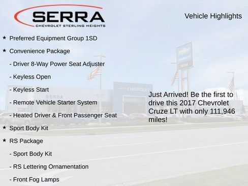 Used 2017 Chevrolet Cruze LT w/ Convenience Package FWD image 3