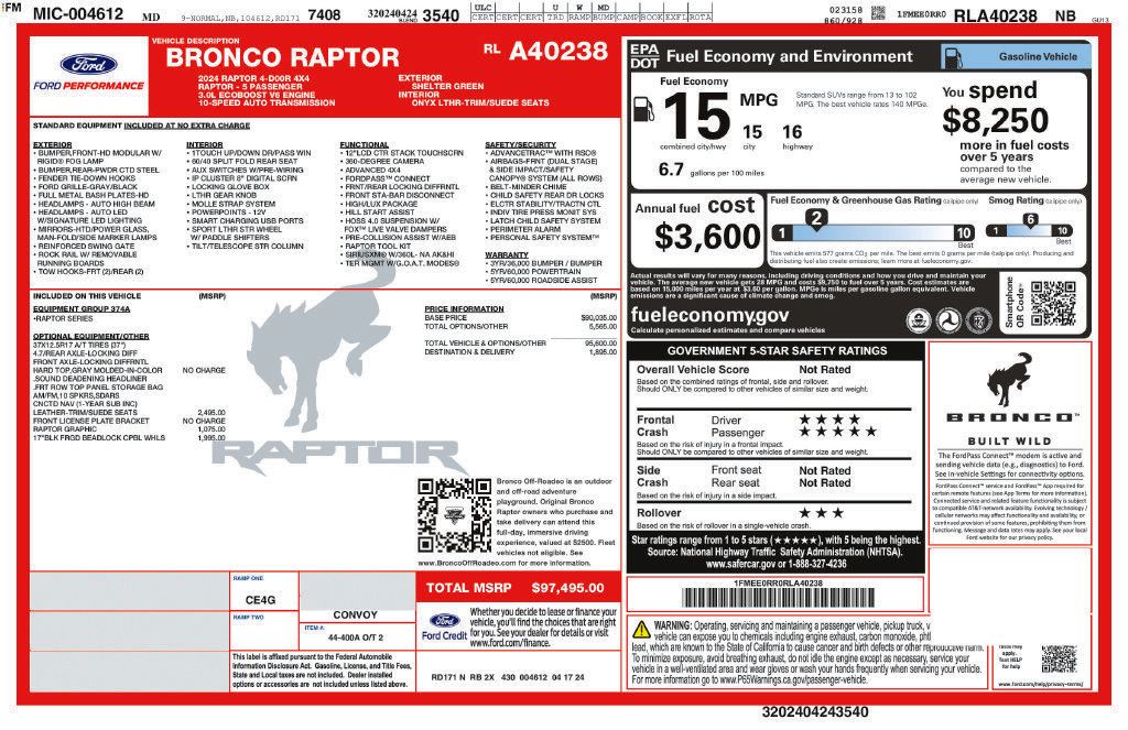 Used 2024 Ford Bronco Raptor AWD/4WD image 5