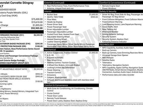 Used 2025 Chevrolet Corvette Stingray Preferred Cpe w/ Z51 Performance Package RWD image 12