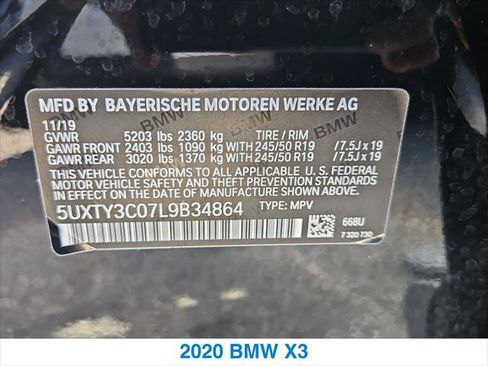 Used 2020 BMW X3 sDrive30i w/ Convenience Package RWD image 27