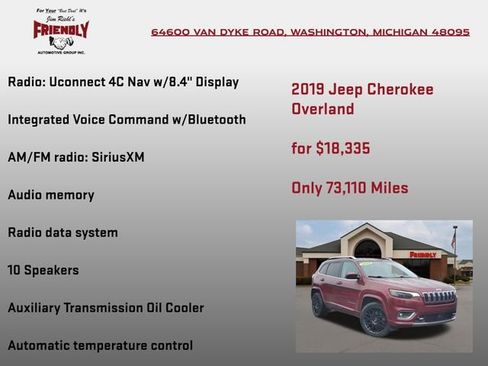 Used 2019 Jeep Cherokee Overland w/ Technology Group image 15