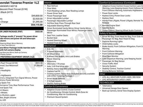Certified 2023 Chevrolet Traverse Premier w/ LPO, Floor Liner Package image 32