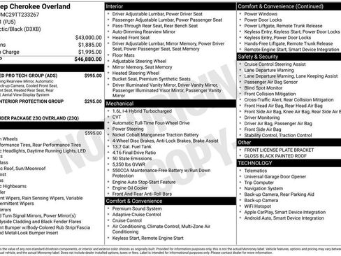 New 2026 Jeep Cherokee Overland w/ Advanced Pro Tech Group AWD/4WD image 29