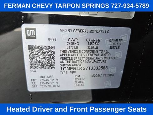 New 2026 Chevrolet Traverse RS w/ LPO, Floor Liner Package FWD image 23