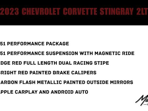 Used 2023 Chevrolet Corvette Stingray Preferred Cpe w/ Z51 Performance Package RWD image 2