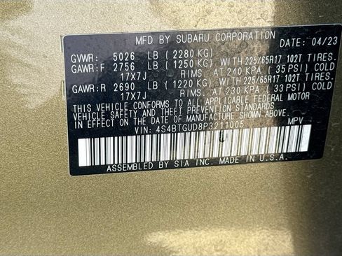 Certified 2023 Subaru Outback Wilderness AWD/4WD image 42