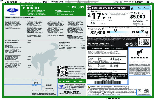Certified 2023 Ford Bronco Big Bend w/ Sasquatch Package AWD/4WD image 10