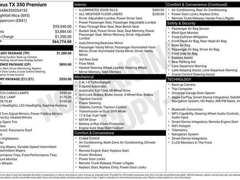 Certified 2025 Lexus TX 350 AWD w/ Technology Package image 43