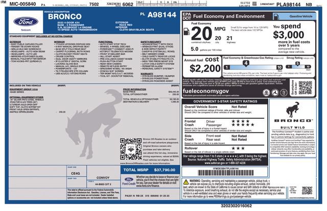 Certified 2023 Ford Bronco 4-Door AWD/4WD image 3