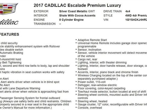 Used 2017 Cadillac Escalade Premium Luxury AWD/4WD image 27