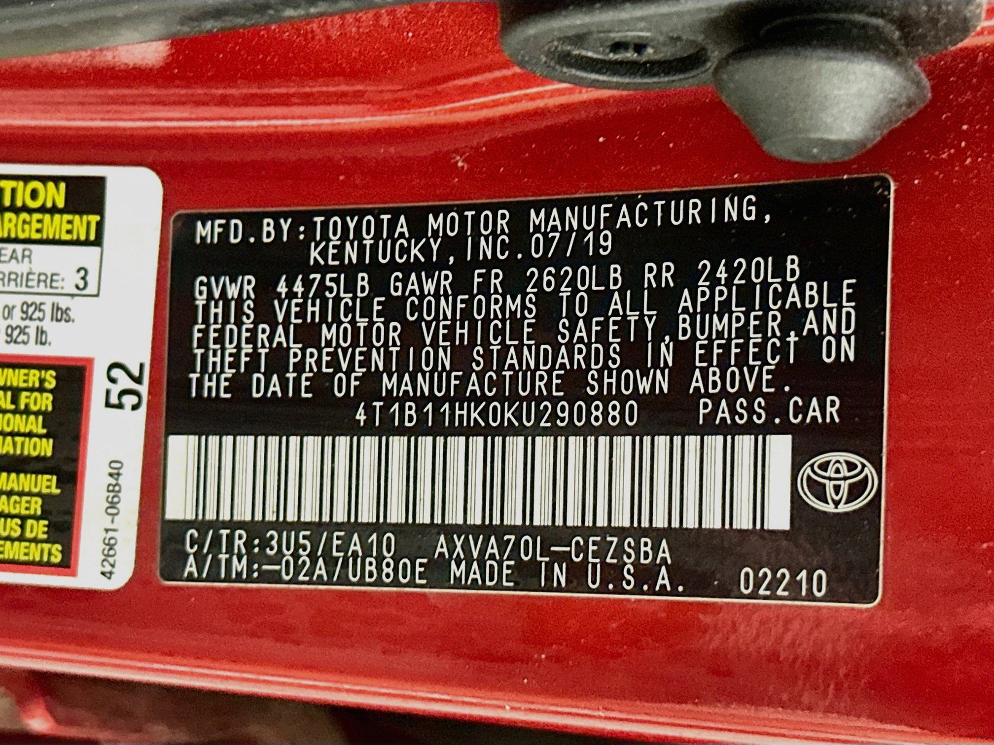 Used 2019 Toyota Camry SE w/ Carpet Mat Package FWD image 12
