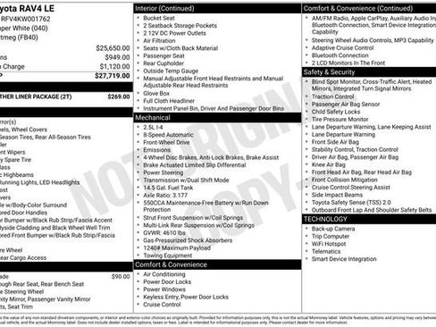Used 2019 Toyota RAV4 LE w/ All Weather Liner Package FWD image 47