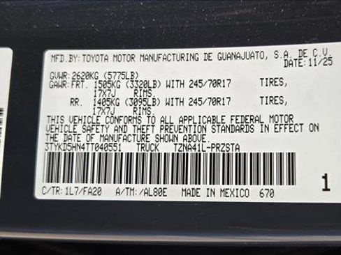 Certified 2026 Toyota Tacoma SR w/ SR Upgrade Package RWD image 23
