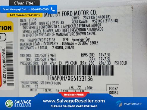 Used 2016 Ford Fusion SE FWD image 16