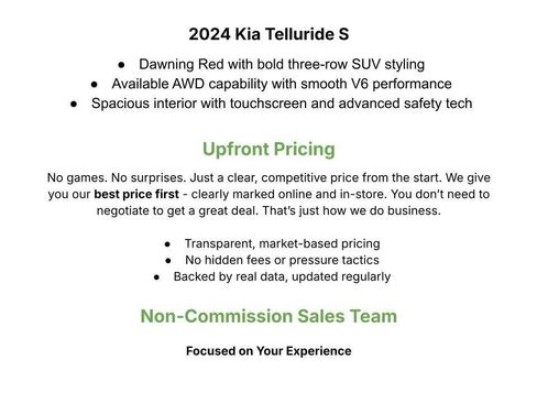 Used 2024 Kia Telluride S w/ S Sunroof Package AWD/4WD image 3