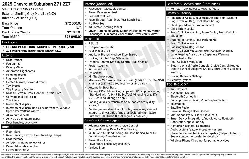 Used 2025 Chevrolet Suburban Z71 AWD/4WD image 10