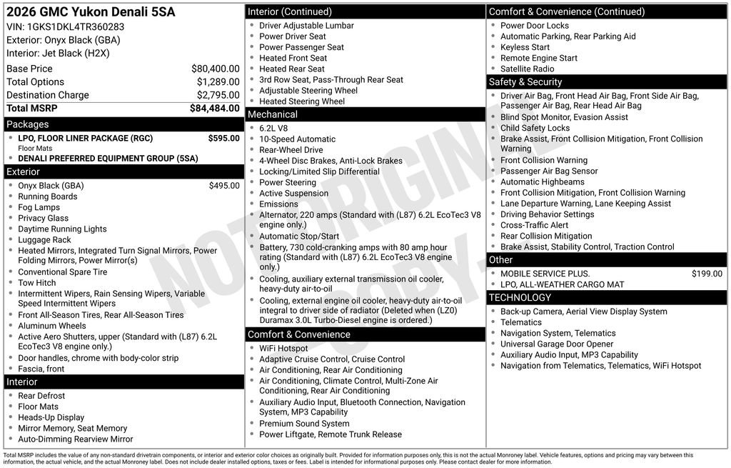 New 2026 GMC Yukon Denali w/ LPO, Floor Liner Package RWD image 19