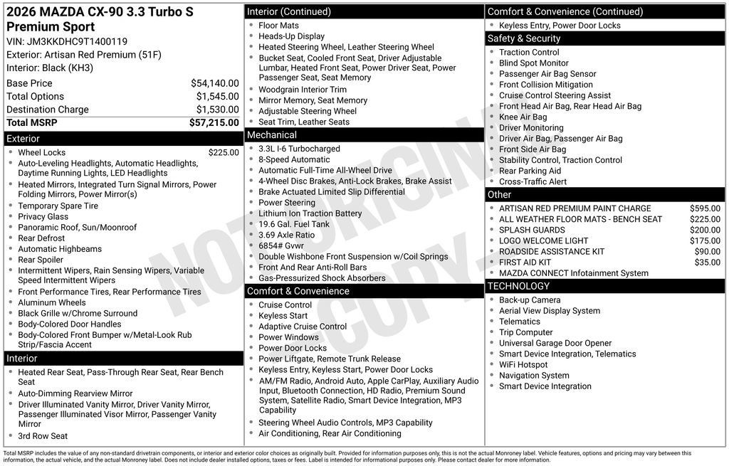 New 2026 MAZDA CX-90 3.3 Turbo S w/ Premium Package AWD/4WD image 39