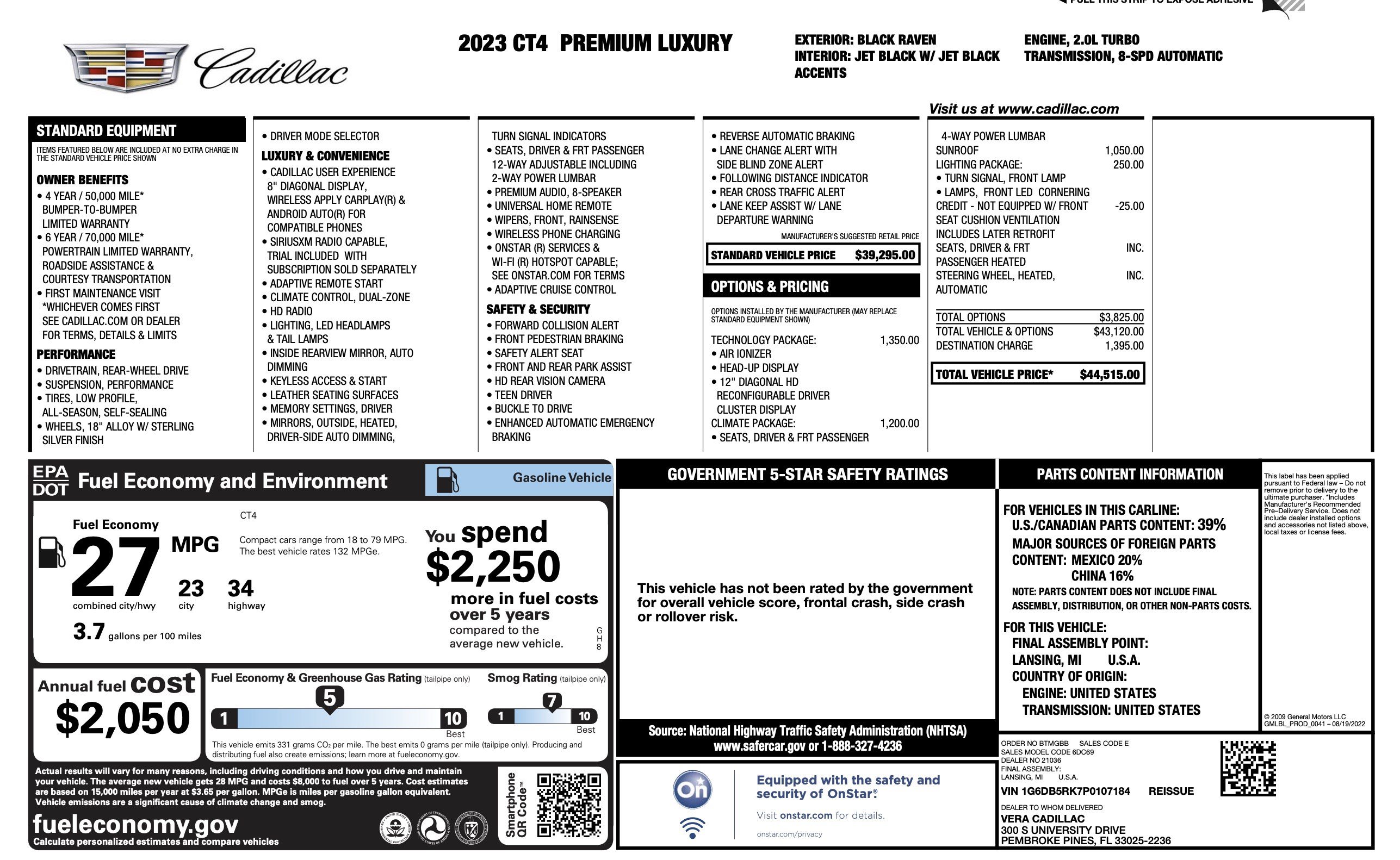 Used 2023 Cadillac CT4 Premium Luxury w/ Technology Package RWD image 4