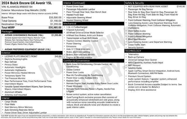 Used 2024 Buick Encore GX Avenir w/ Avenir Convenience Package AWD/4WD image 20
