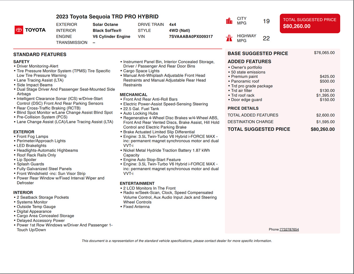 Used 2023 Toyota Sequoia TRD Pro AWD/4WD image 2
