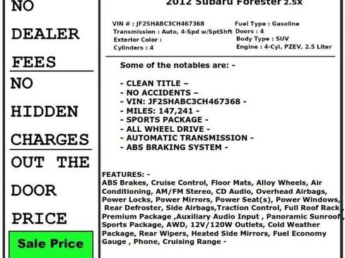 Used 2012 Subaru Forester 2.5X w/ Alloy Wheel Pkg AWD/4WD image 20