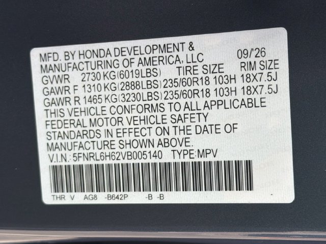 New 2027 Honda Odyssey EX-L image 32