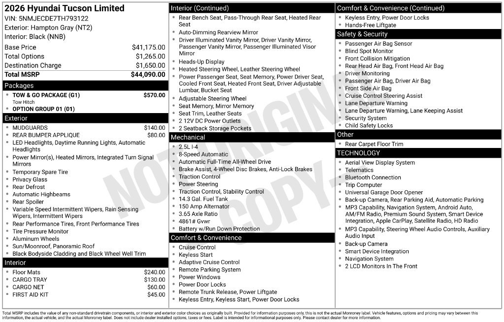 New 2026 Hyundai Tucson Limited w/ Tow & Go Package AWD/4WD image 4