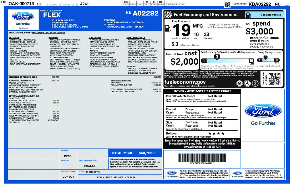Used 2019 Ford Flex SEL w/ Equipment Group 202A FWD image 2