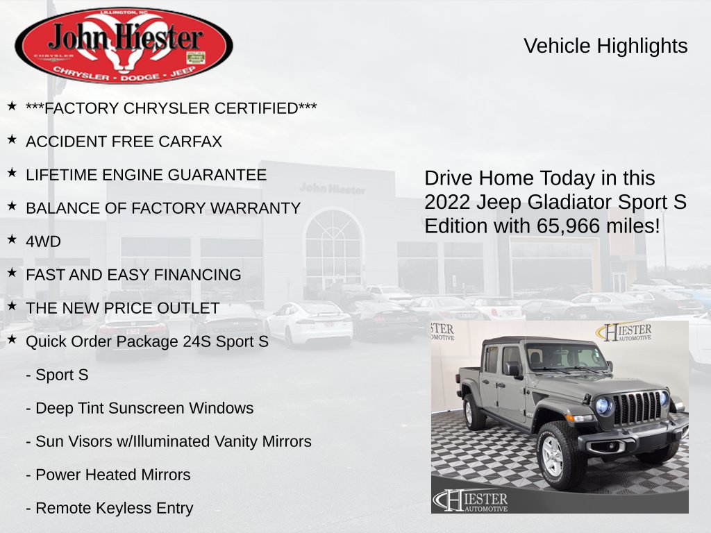 Certified 2022 Jeep Gladiator Sport AWD/4WD image 6