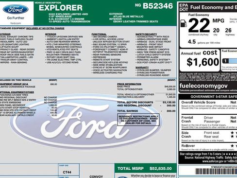 Used 2022 Ford Explorer Limited w/ Equipment Group 301A image 2