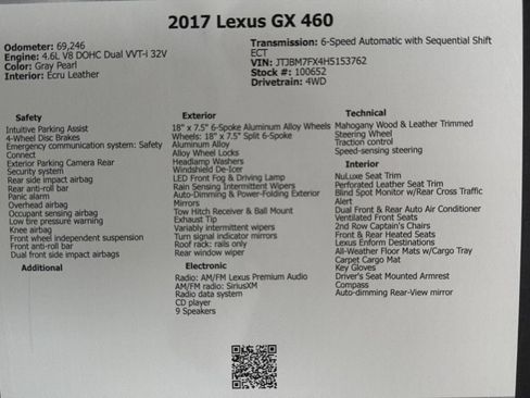 Used 2017 Lexus GX 460 Premium AWD/4WD image 49