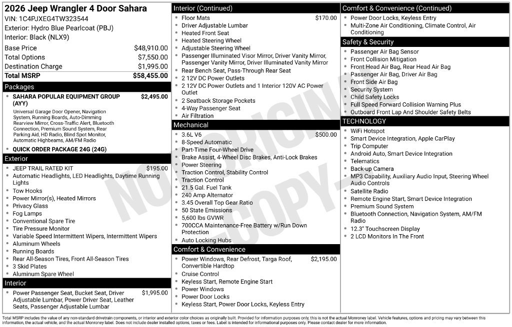 New 2026 Jeep Wrangler Unlimited Sahara AWD/4WD image 8