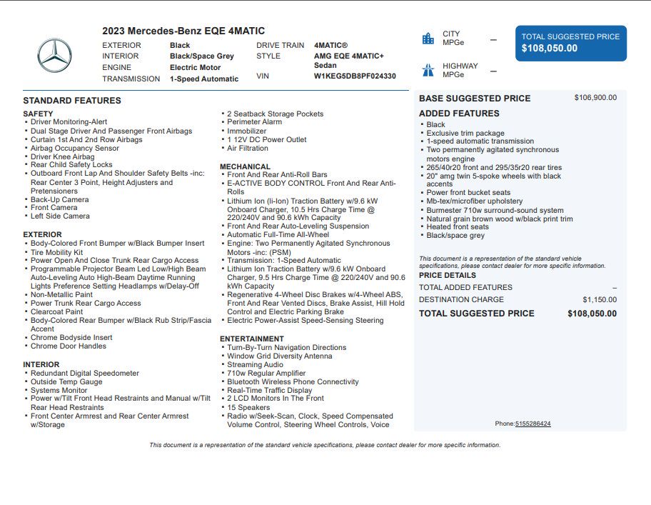 Used 2023 Mercedes-Benz EQE AMG 4MATIC Sedan image 3