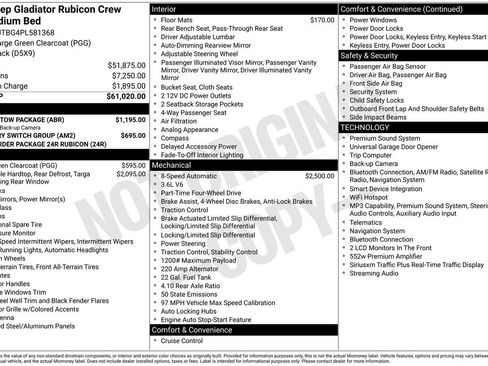 Used 2023 Jeep Gladiator Rubicon w/ Trailer Tow Package AWD/4WD image 38