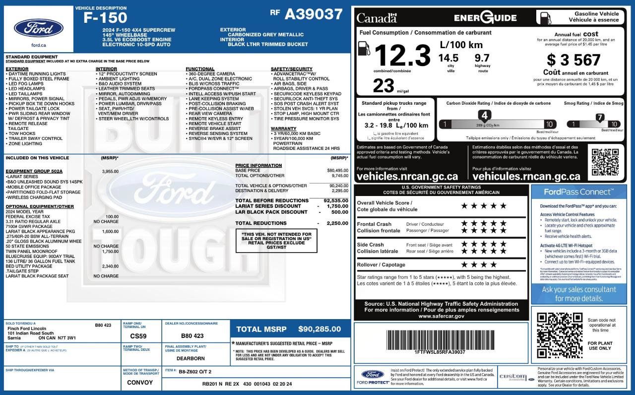 Used 2024 Ford F150 Lariat w/ Equipment Group 502A High AWD/4WD image 10