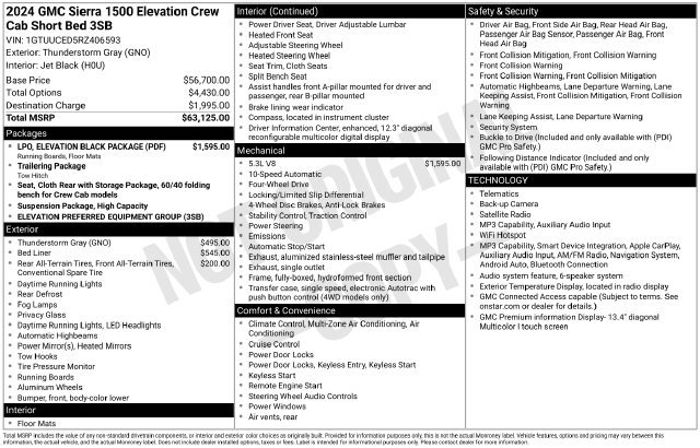 Used 2024 GMC Sierra 1500 Elevation w/ LPO, Elevation Black Package AWD/4WD image 19